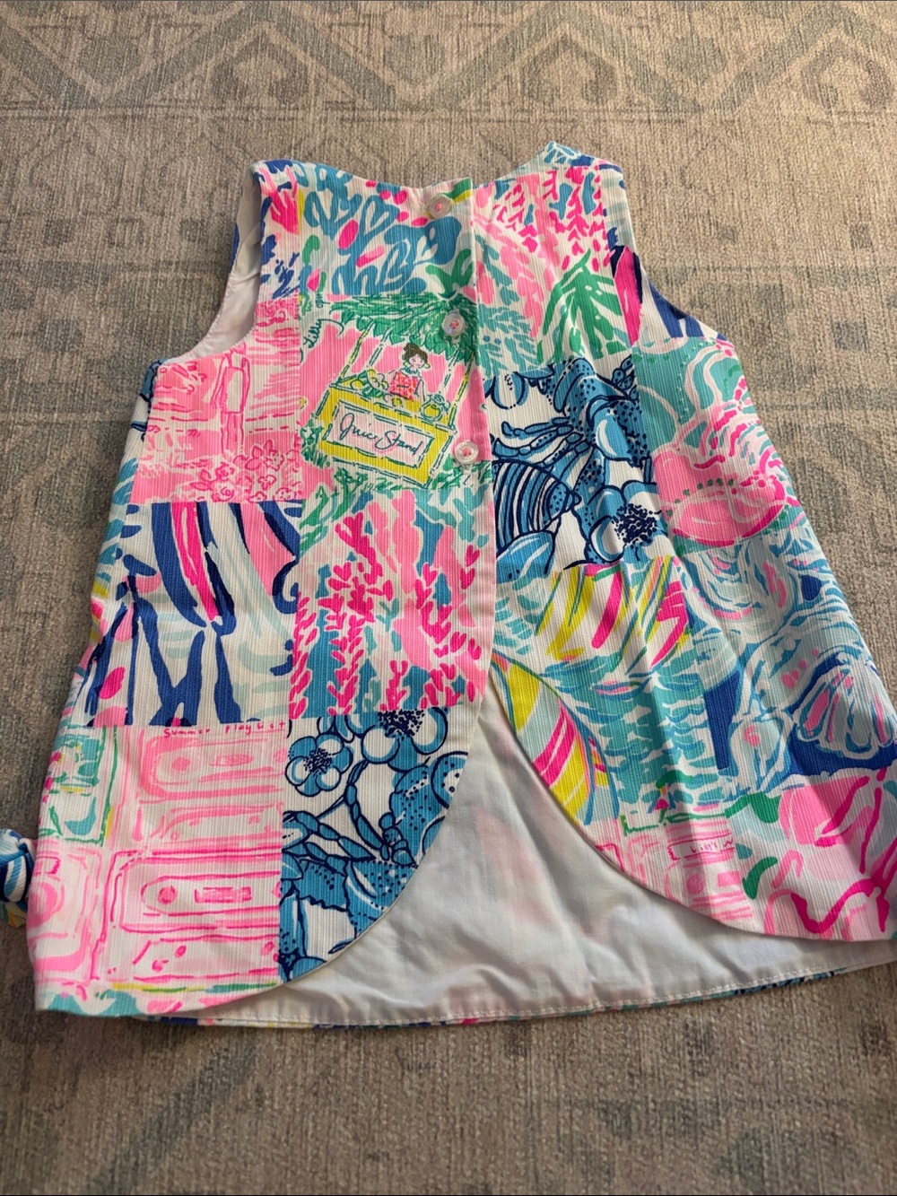 Lilly Pulitzer Girls Pink Blue Green Patchwork Tank Dress - Picture 3 of 3